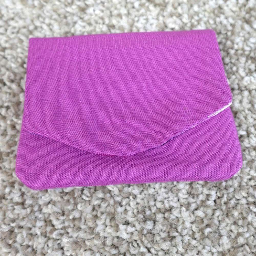 Handmade Magenta Canvas Pocket Wallet Camo Lining Snap Card Holder Slim EDC
